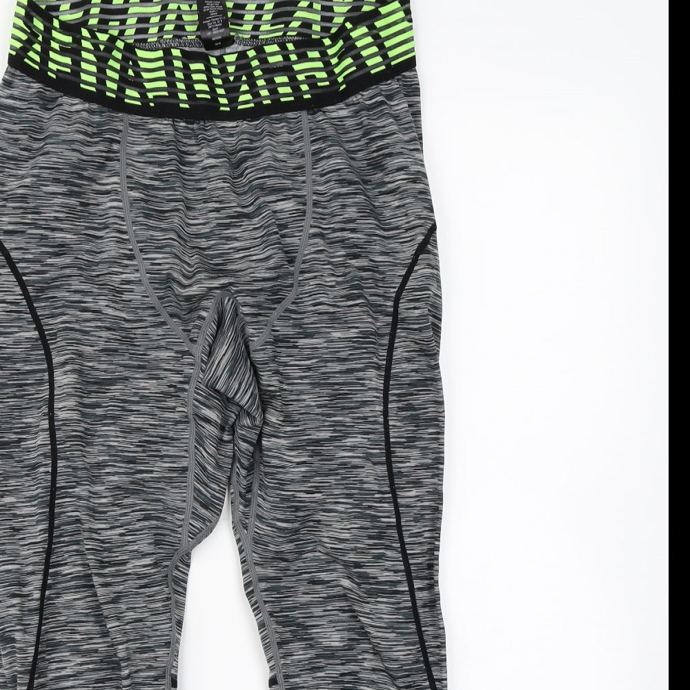 Workout Womens Green Herringbone  Compression Leggings Size XL L28 in