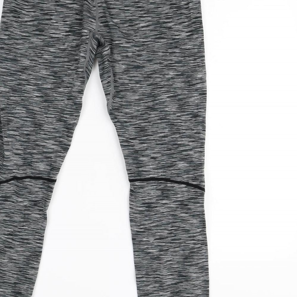 Workout Womens Green Herringbone  Compression Leggings Size XL L28 in