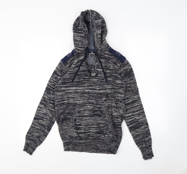 Twisted Soul Womens Blue Herringbone Pullover Hoodie Size M