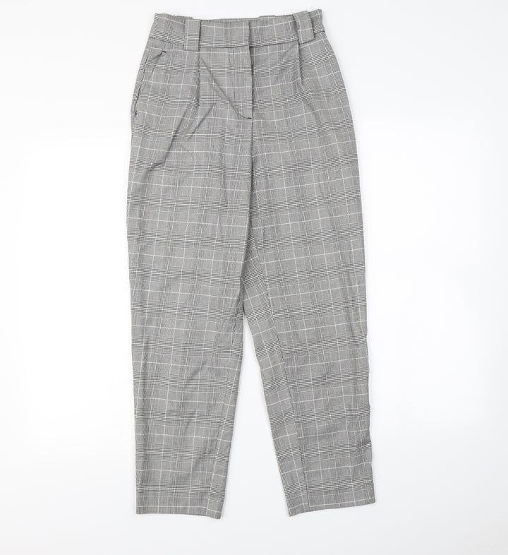 H&M Womens Green Check Dress Pants Trousers Size 6 L28 in