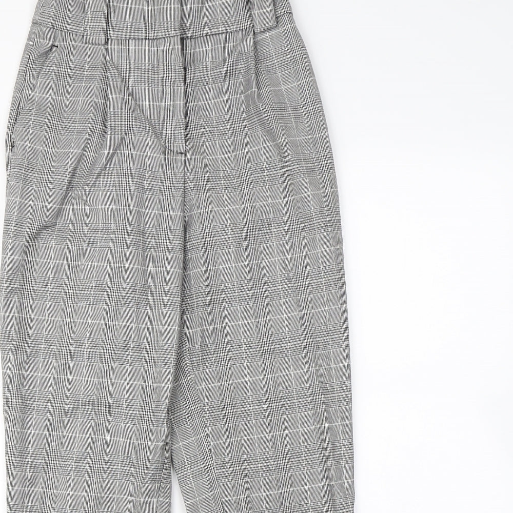 H&M Womens Green Check  Dress Pants Trousers Size 6 L28 in