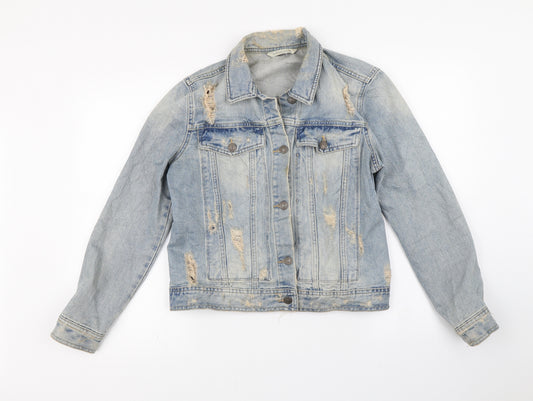 Front view of Mango women’s blue jacket, size L