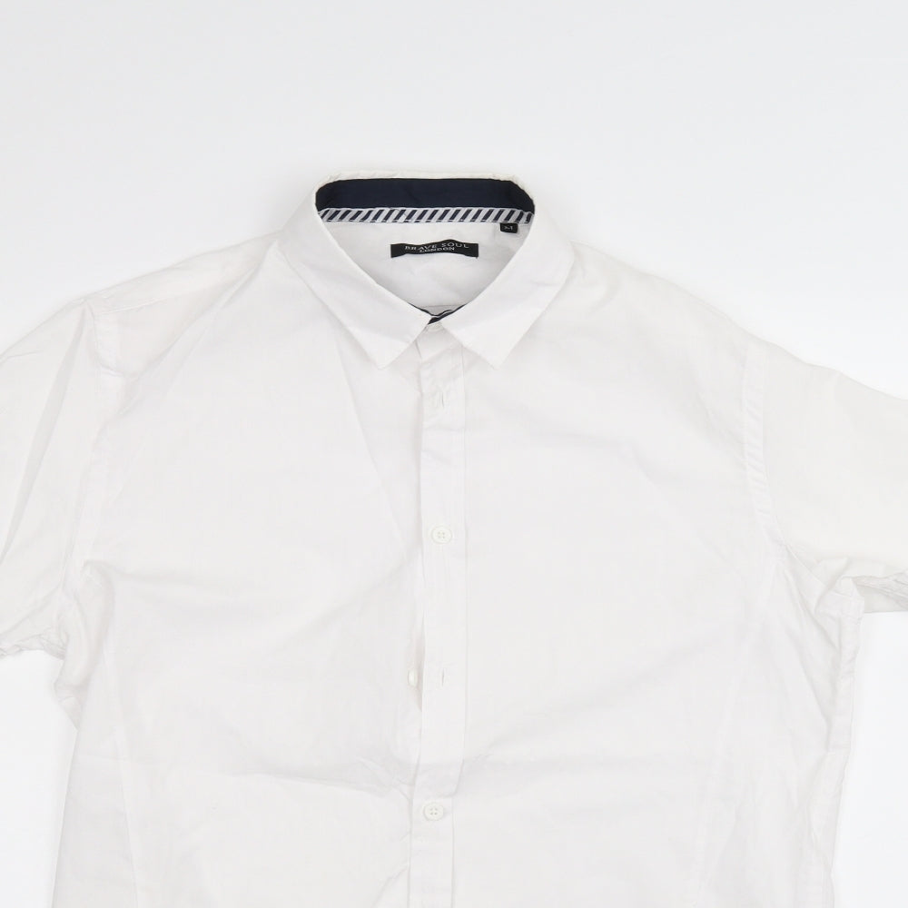 Brave Soul Mens White    Dress Shirt Size M
