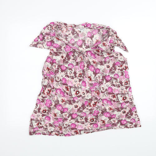 M&Co Womens Pink Floral  Basic T-Shirt Size 18