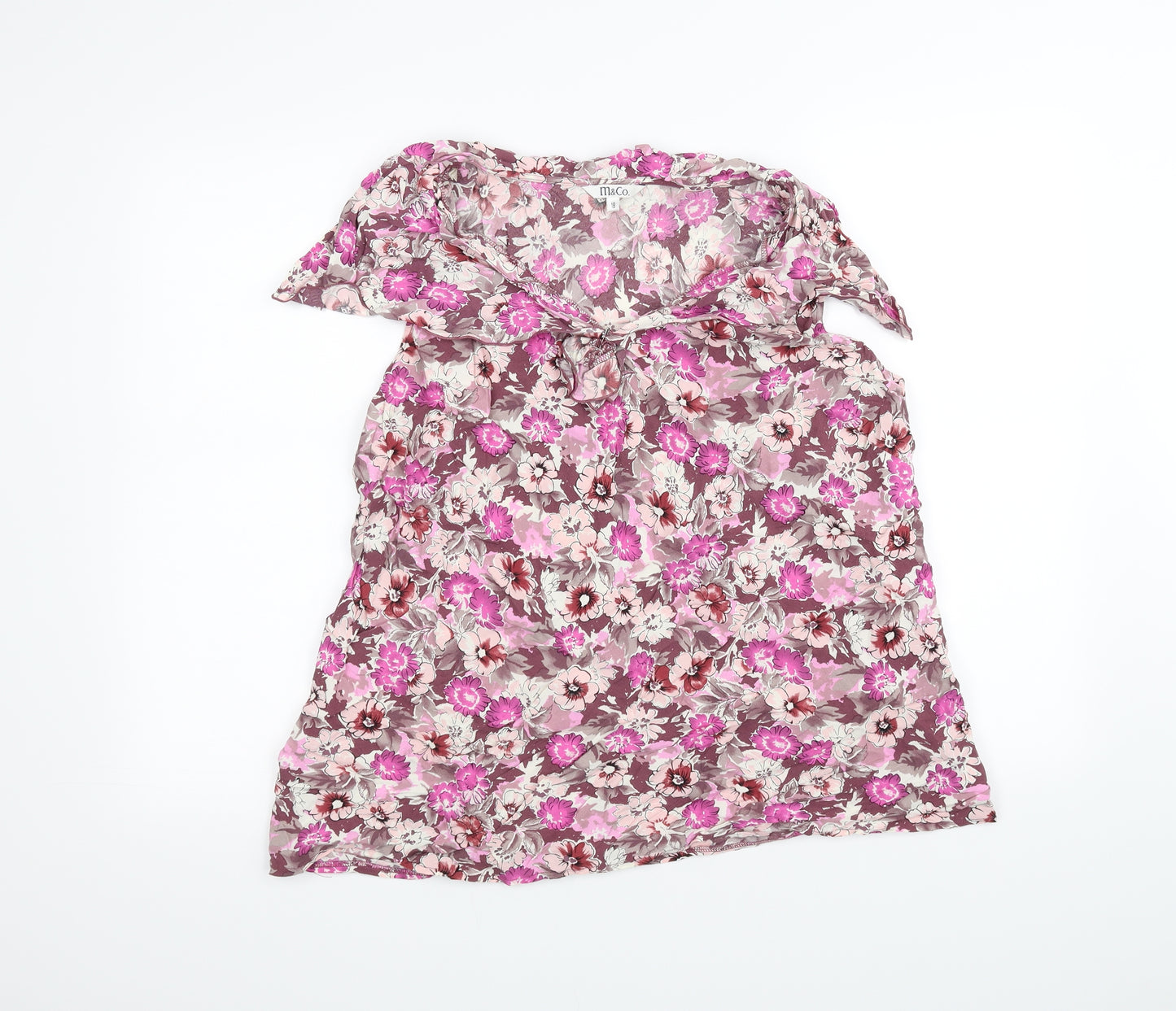 M&Co Womens Pink Floral  Basic T-Shirt Size 18