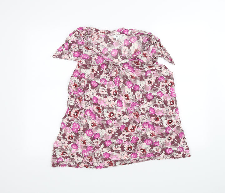 M&Co Womens Pink Floral  Basic T-Shirt Size 18