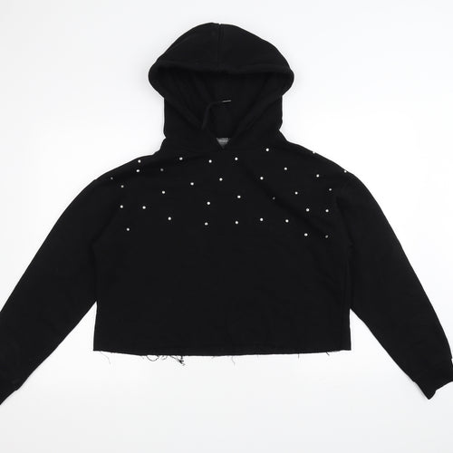 Primark Womens Black   Pullover Hoodie Size M  - Cropped Hoodie