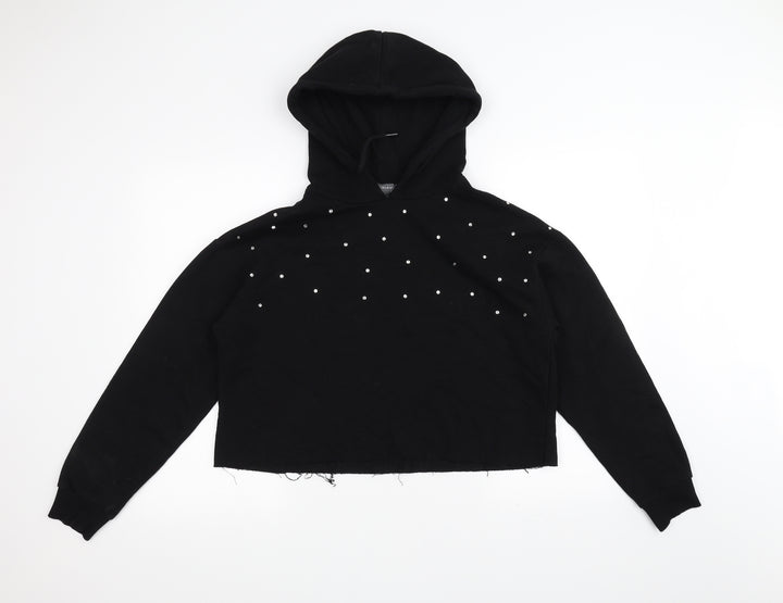 Primark Womens Black   Pullover Hoodie Size M  - Cropped Hoodie