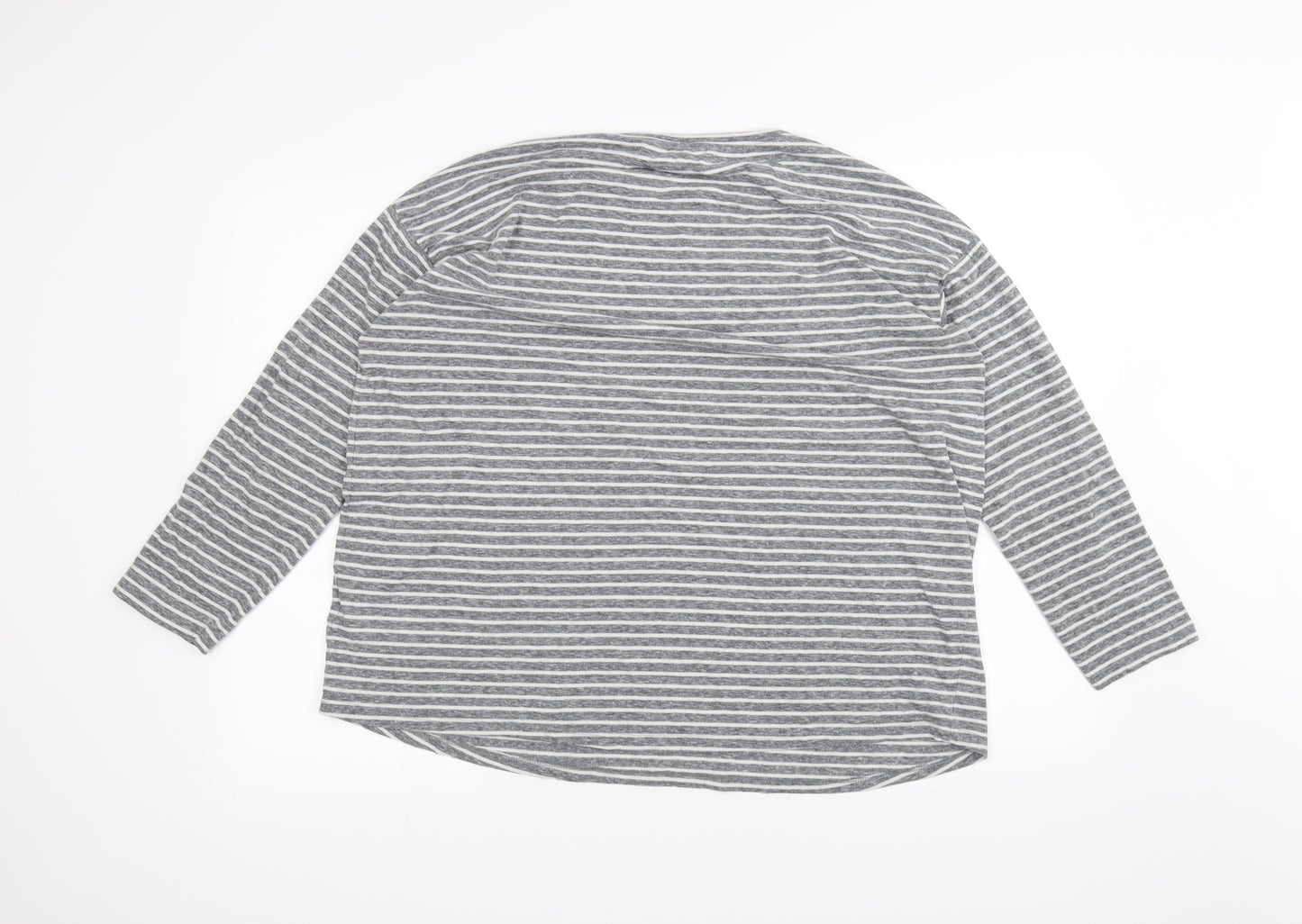 New Look Womens Grey Striped  Basic T-Shirt Size 16
