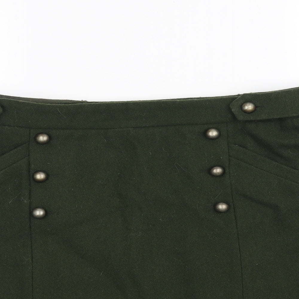 Topshop Womens Green   A-Line Skirt Size 14
