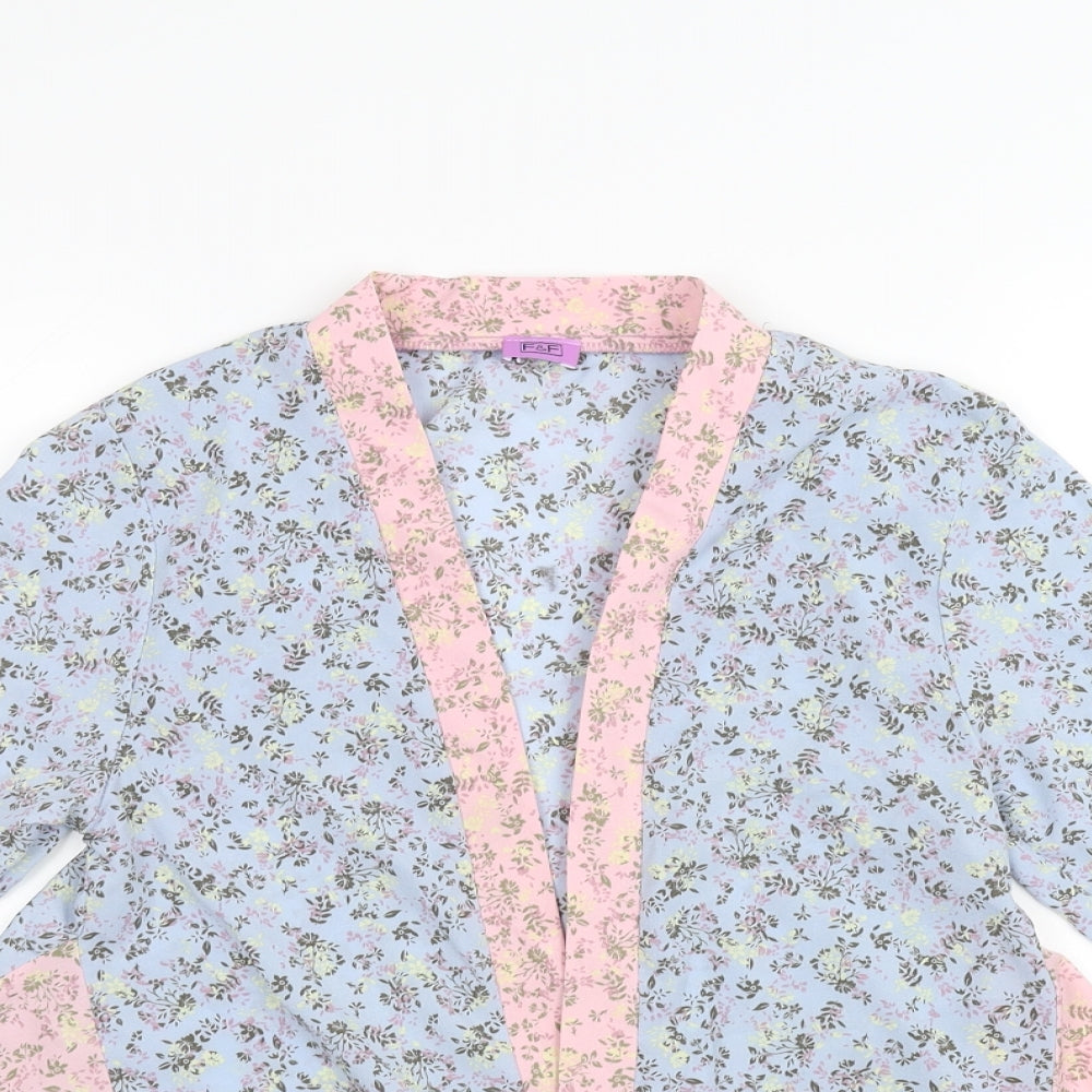 F&F Girls Blue Floral  Cardigan Jumper Size 10-11 Years