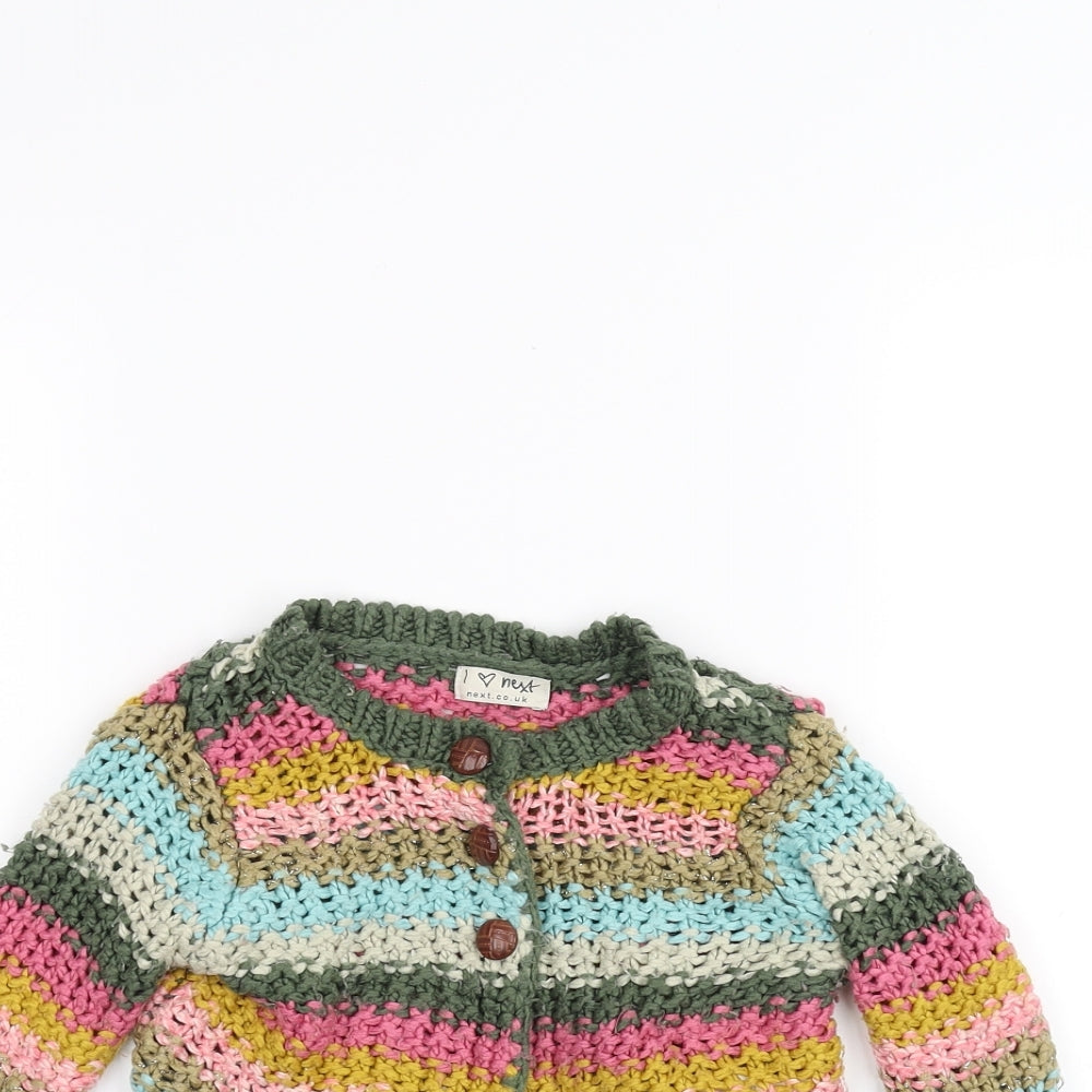 NEXT Baby White Striped  Cardigan Jumper Size 9-12 Months