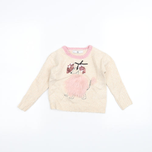 Marks and Spencer Girls Pink   Pullover Jumper Size 3-4 Years