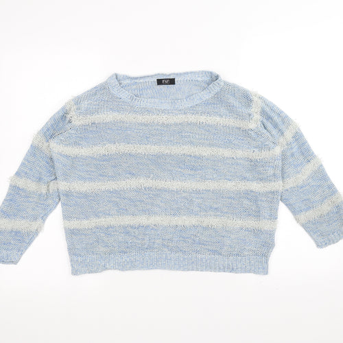 F&F Womens Blue Striped  Pullover Jumper Size 10