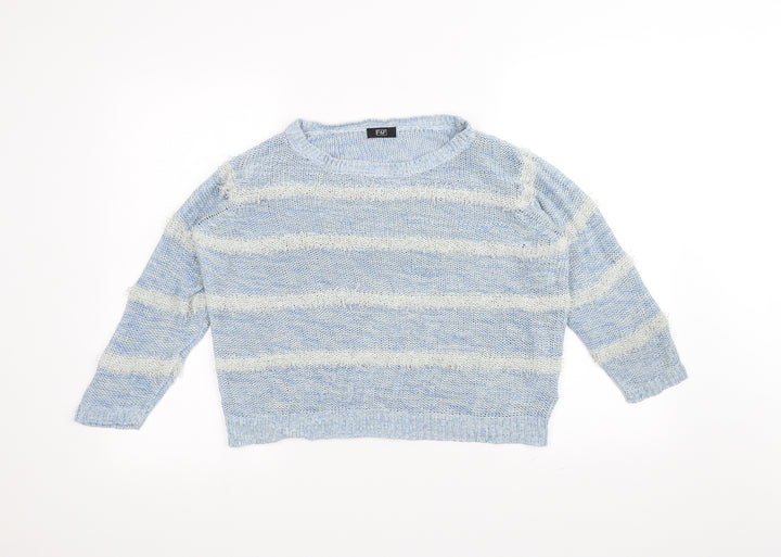 F&F Womens Blue Striped Pullover Jumper Size 10