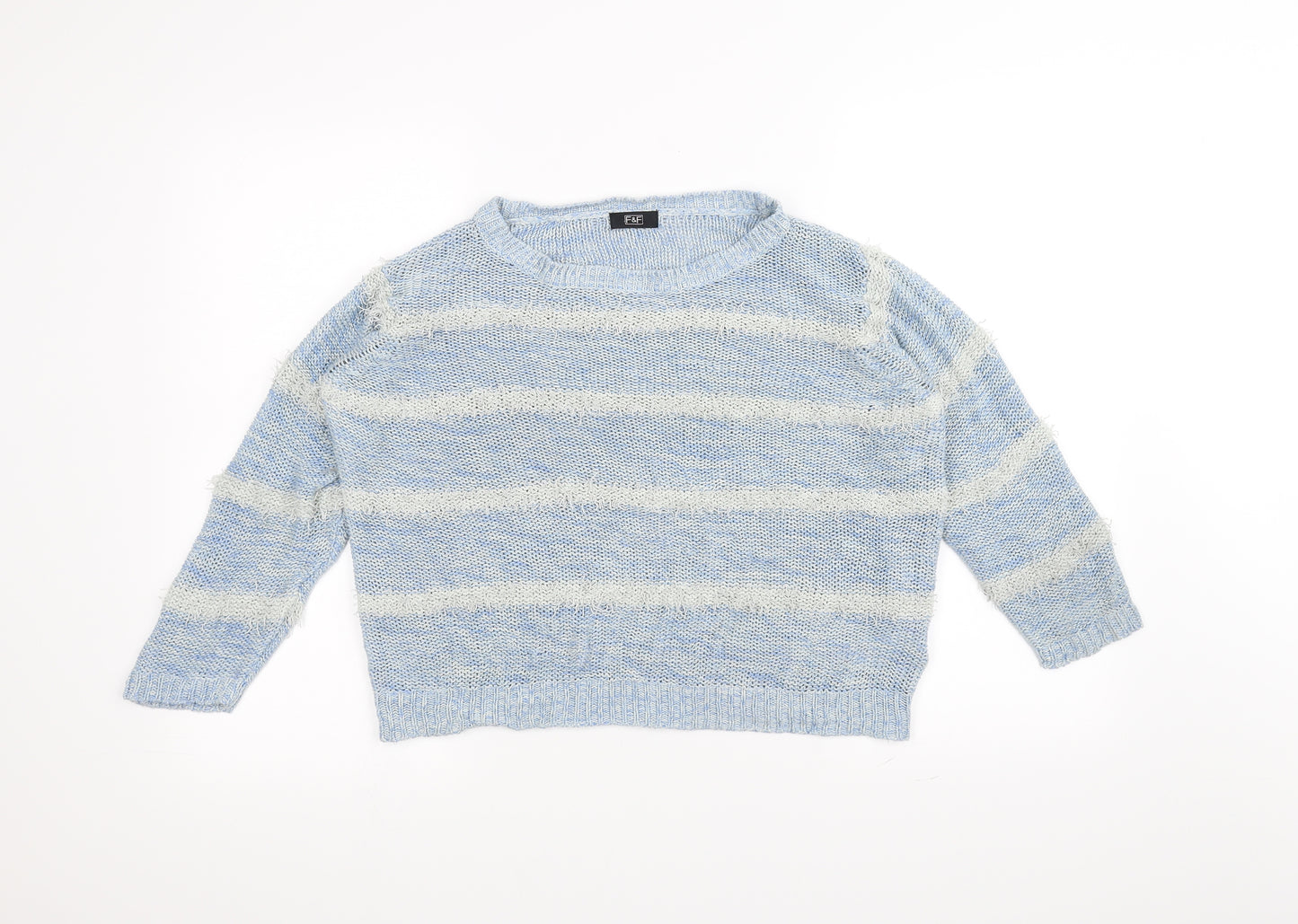 F&F Womens Blue Striped  Pullover Jumper Size 10