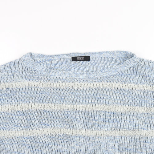 F&F Womens Blue Striped  Pullover Jumper Size 10