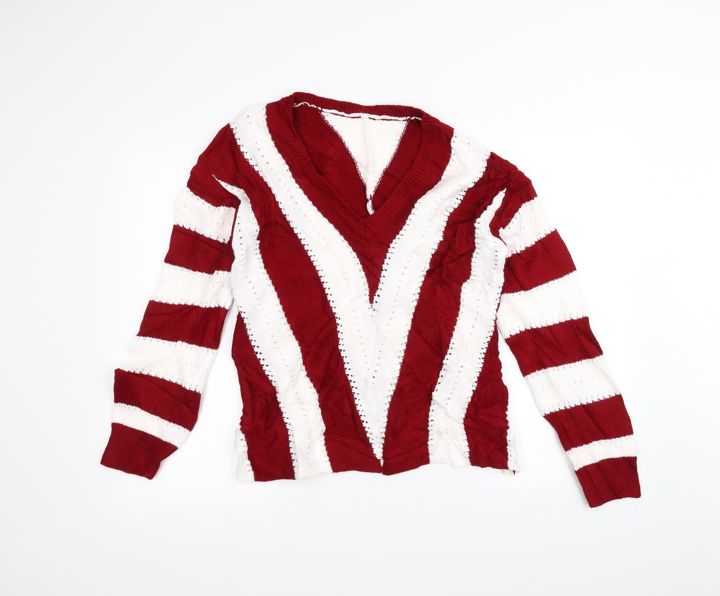 Preworn Womens White Striped  Pullover Jumper Size M