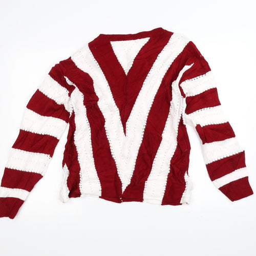 Preworn Womens White Striped  Pullover Jumper Size M