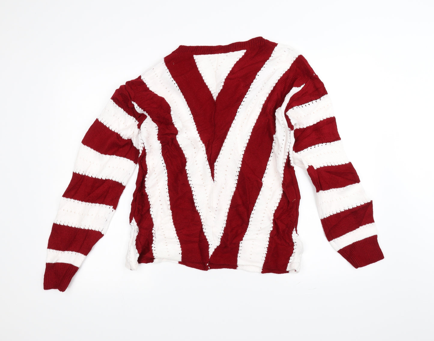 Preworn Womens White Striped  Pullover Jumper Size M