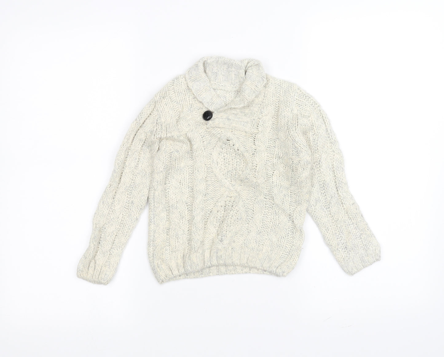 Preworn Boys White  Knit Pullover Jumper Size 2-3 Years