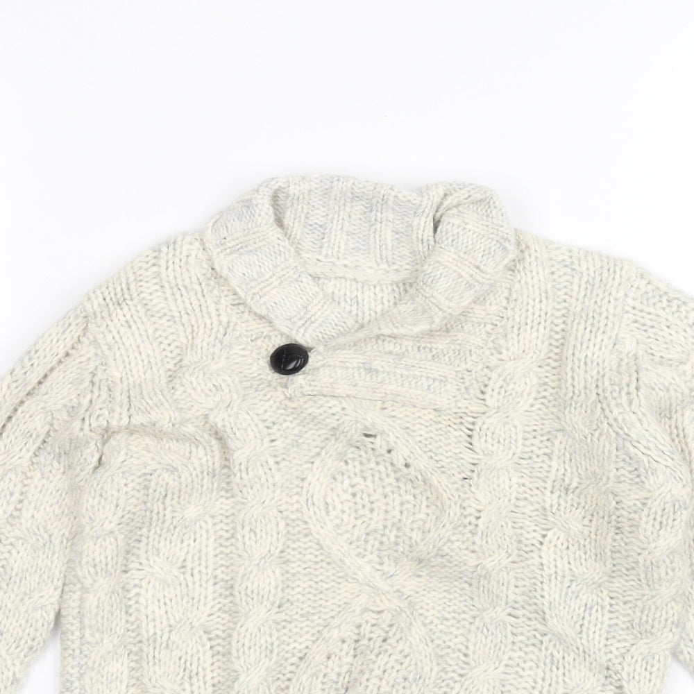 Preworn Boys White  Knit Pullover Jumper Size 2-3 Years