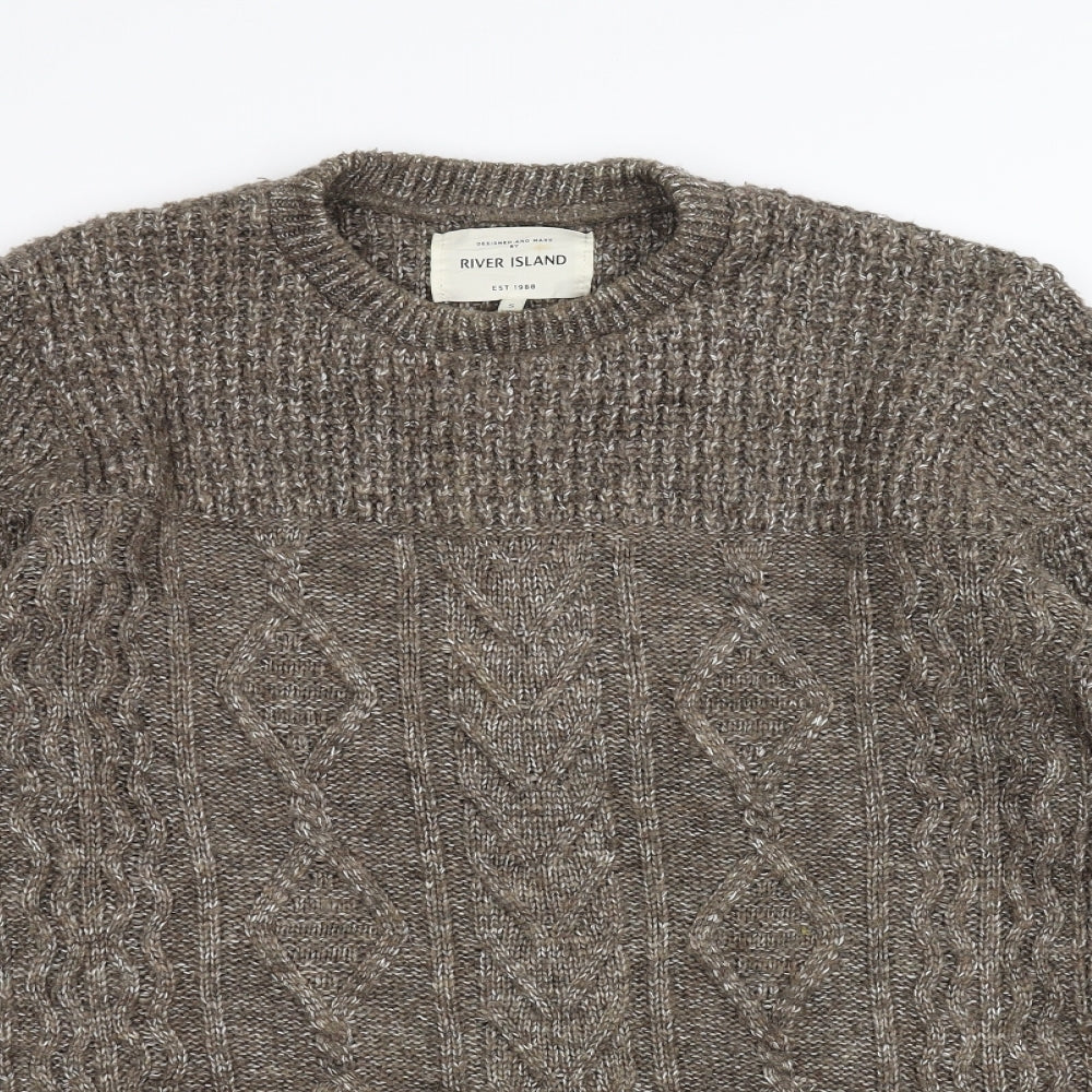 River Island Mens Brown  Knit Pullover Jumper Size S