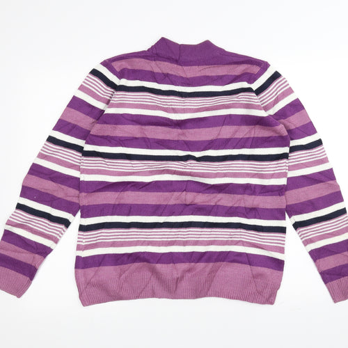 isle Womens Purple Striped Knit Pullover Jumper Size S