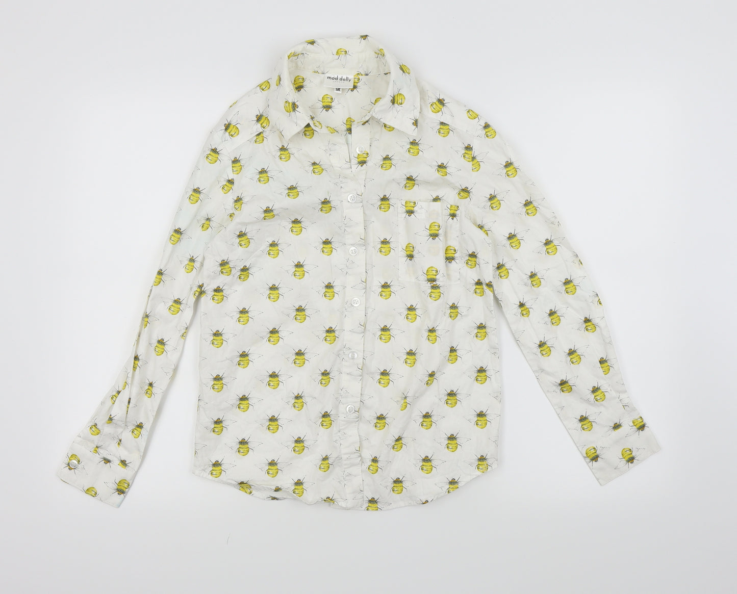 mod dolly Womens White   Basic Button-Up Size XS  - Bee's