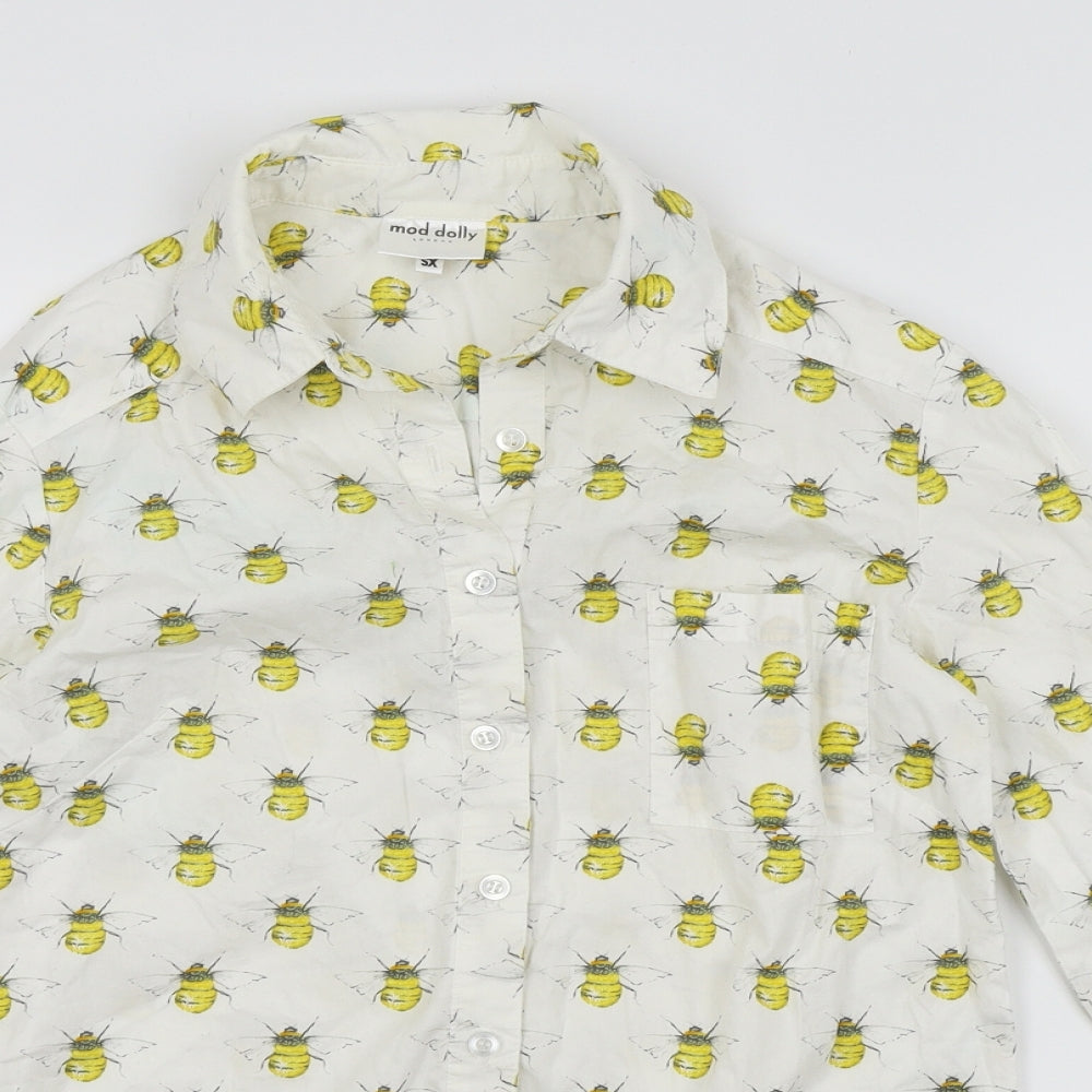 mod dolly Womens White   Basic Button-Up Size XS  - Bee's