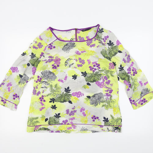 M&S  Womens Yellow Floral  Basic Blouse Size M