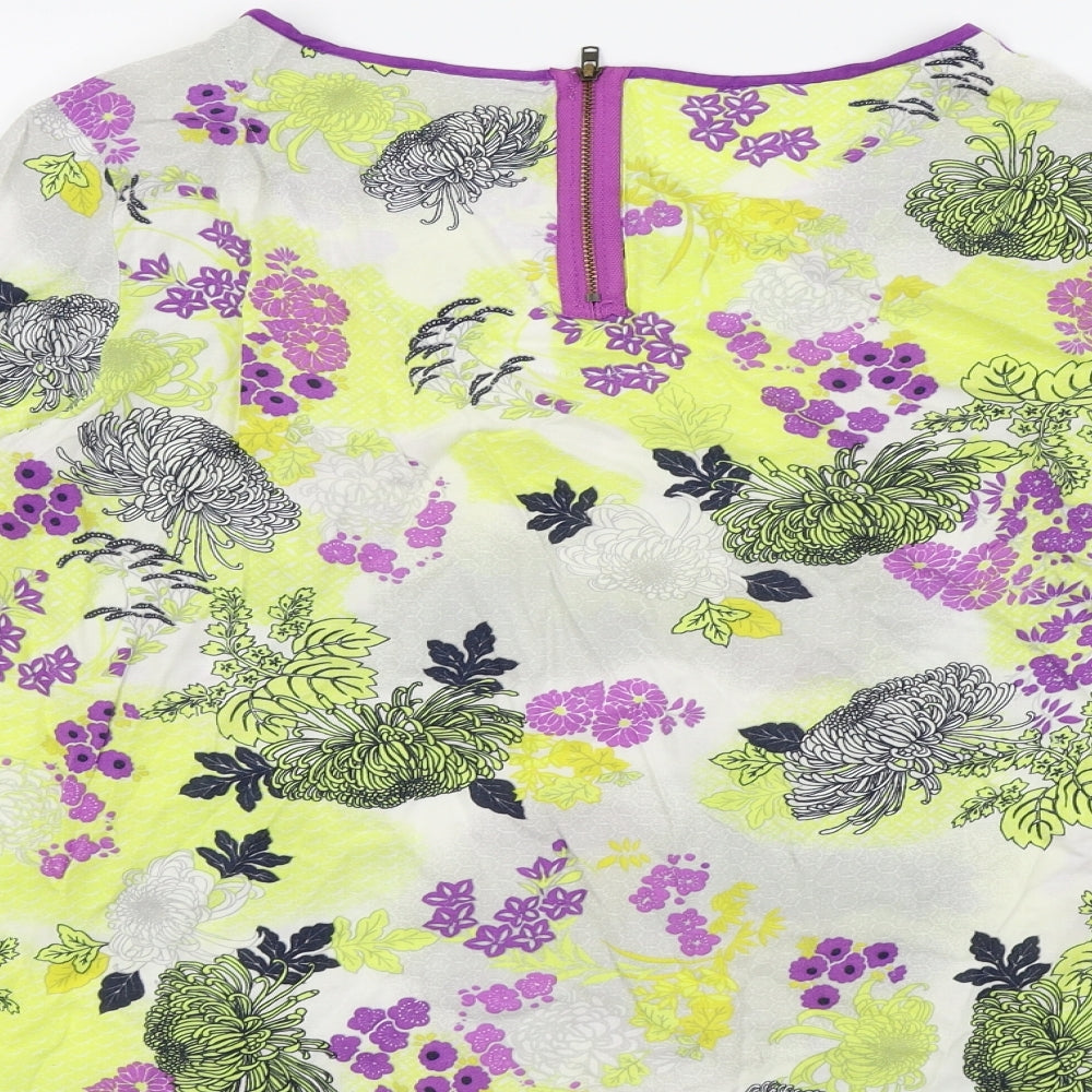 M&S  Womens Yellow Floral  Basic Blouse Size M