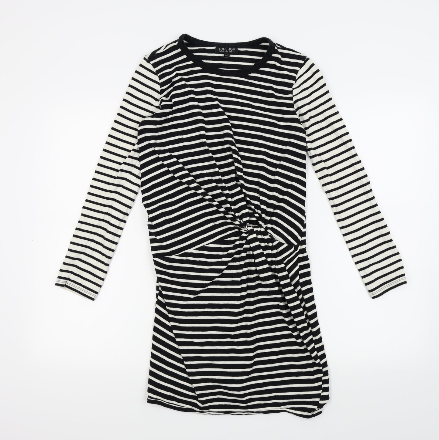 Topshop Womens Black Striped  A-Line  Size 10