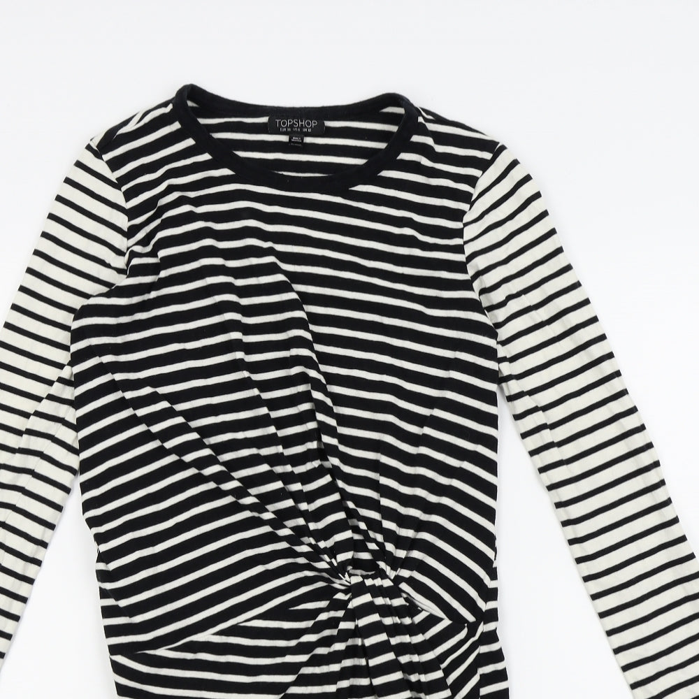 Topshop Womens Black Striped  A-Line  Size 10