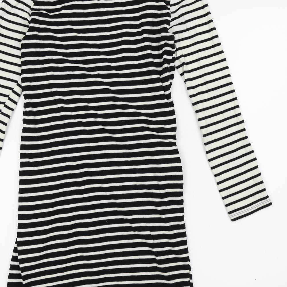 Topshop Womens Black Striped  A-Line  Size 10