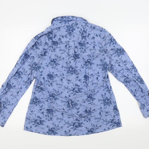 Dickens & jones Womens Blue Floral  Basic Button-Up Size 10