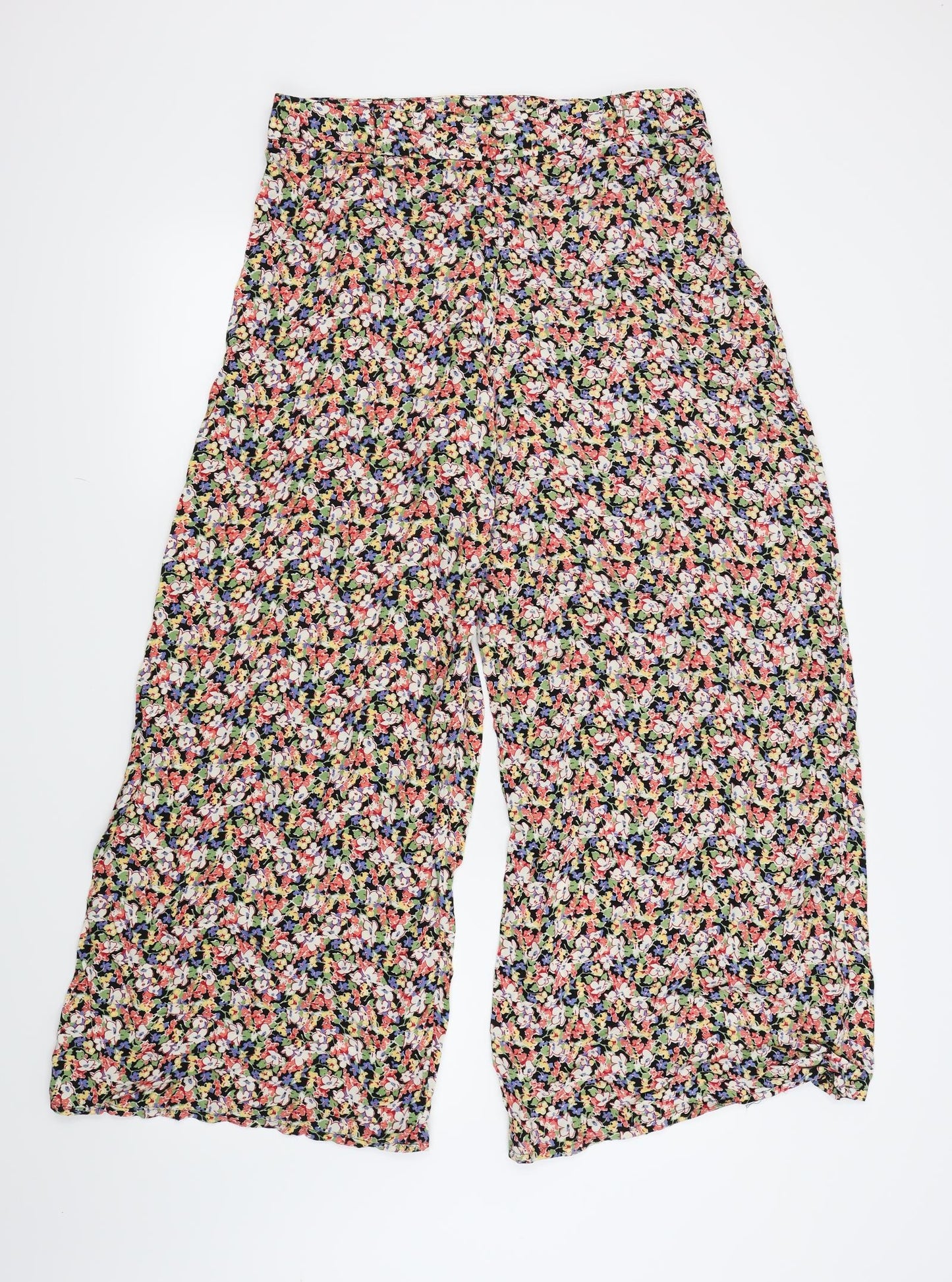 New Look Womens Black Floral  Trousers  Size 14 L28 in
