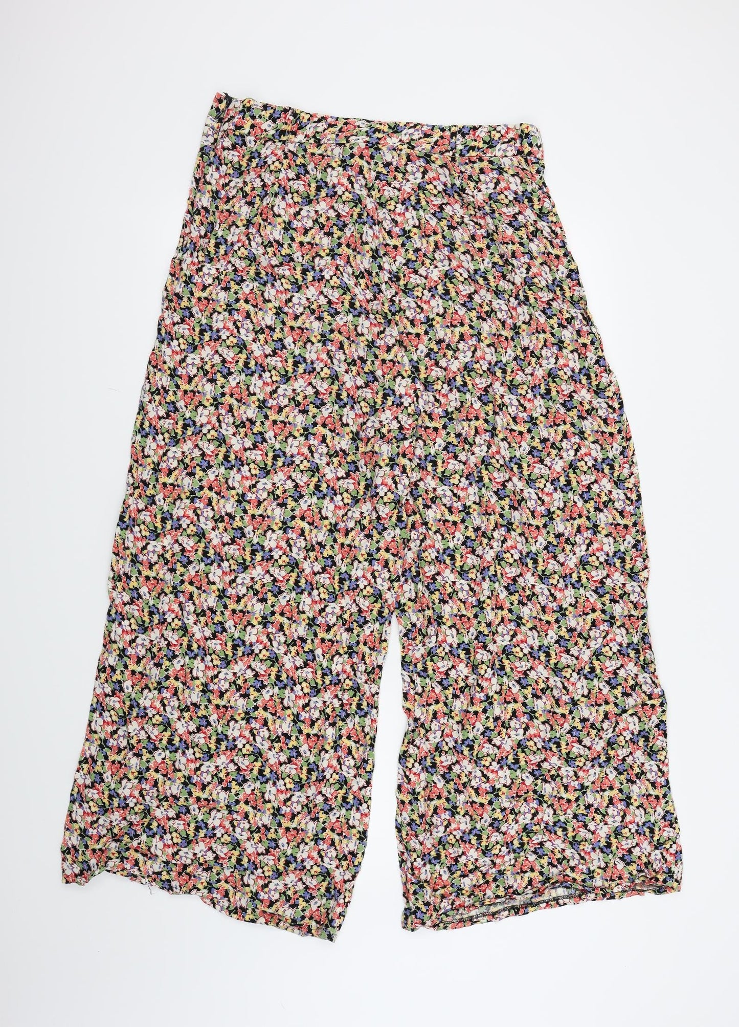 New Look Womens Black Floral  Trousers  Size 14 L28 in