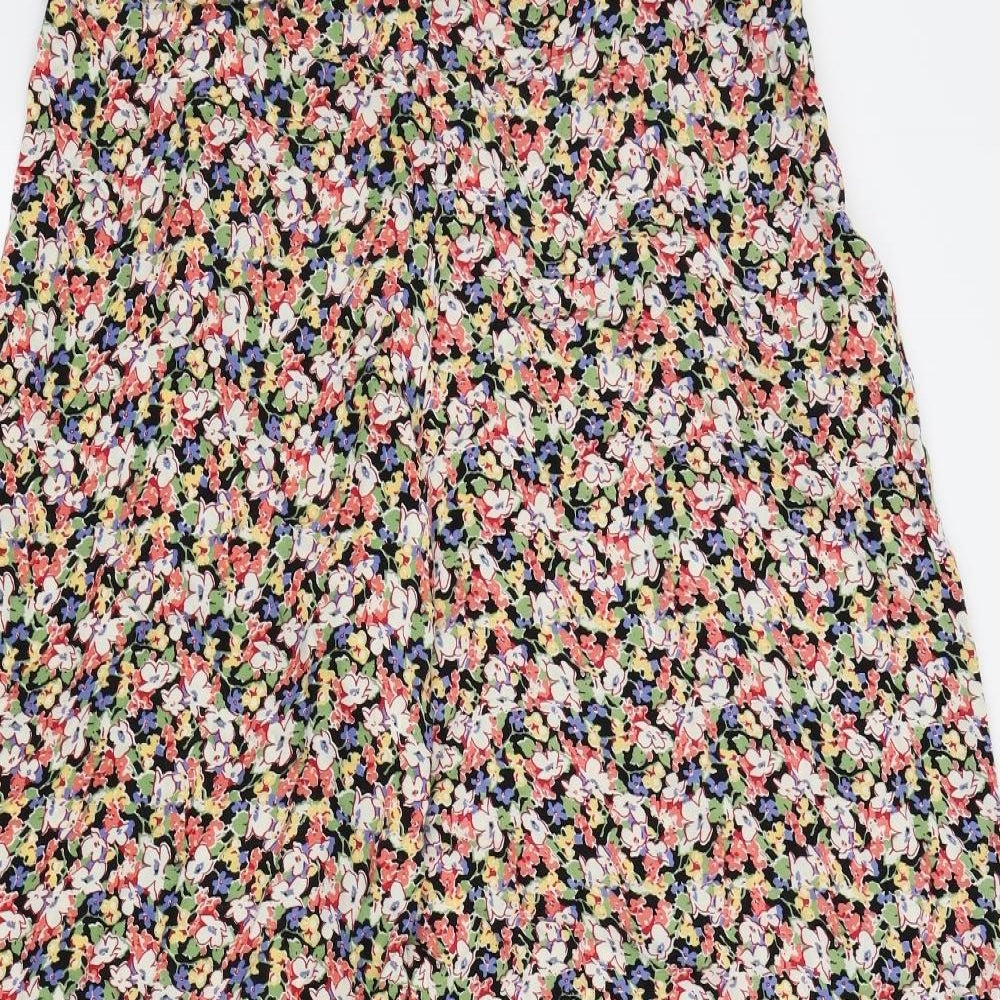 New Look Womens Black Floral  Trousers  Size 14 L28 in