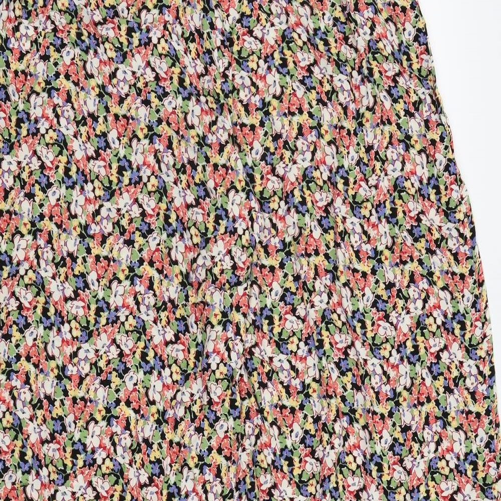 New Look Womens Black Floral  Trousers  Size 14 L28 in
