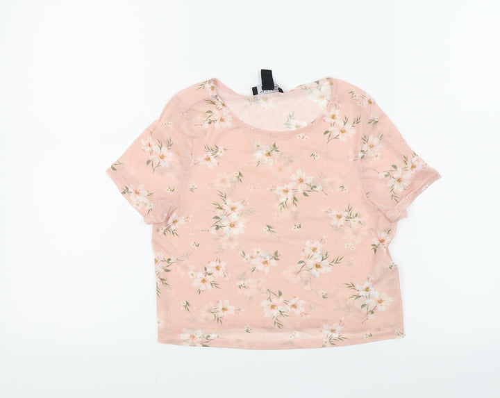 New Look Girls Pink Floral  Basic T-Shirt Size 9 Years