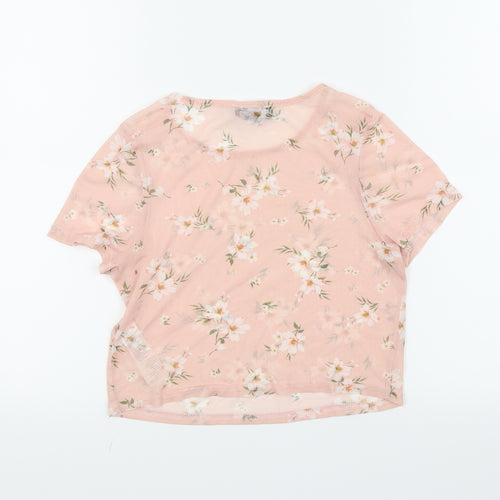 New Look Girls Pink Floral  Basic T-Shirt Size 9 Years