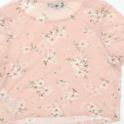 New Look Girls Pink Floral  Basic T-Shirt Size 9 Years