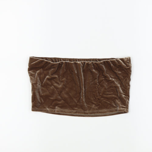 Miss Guided Womens Brown  Velvet Cropped Tank Size 10