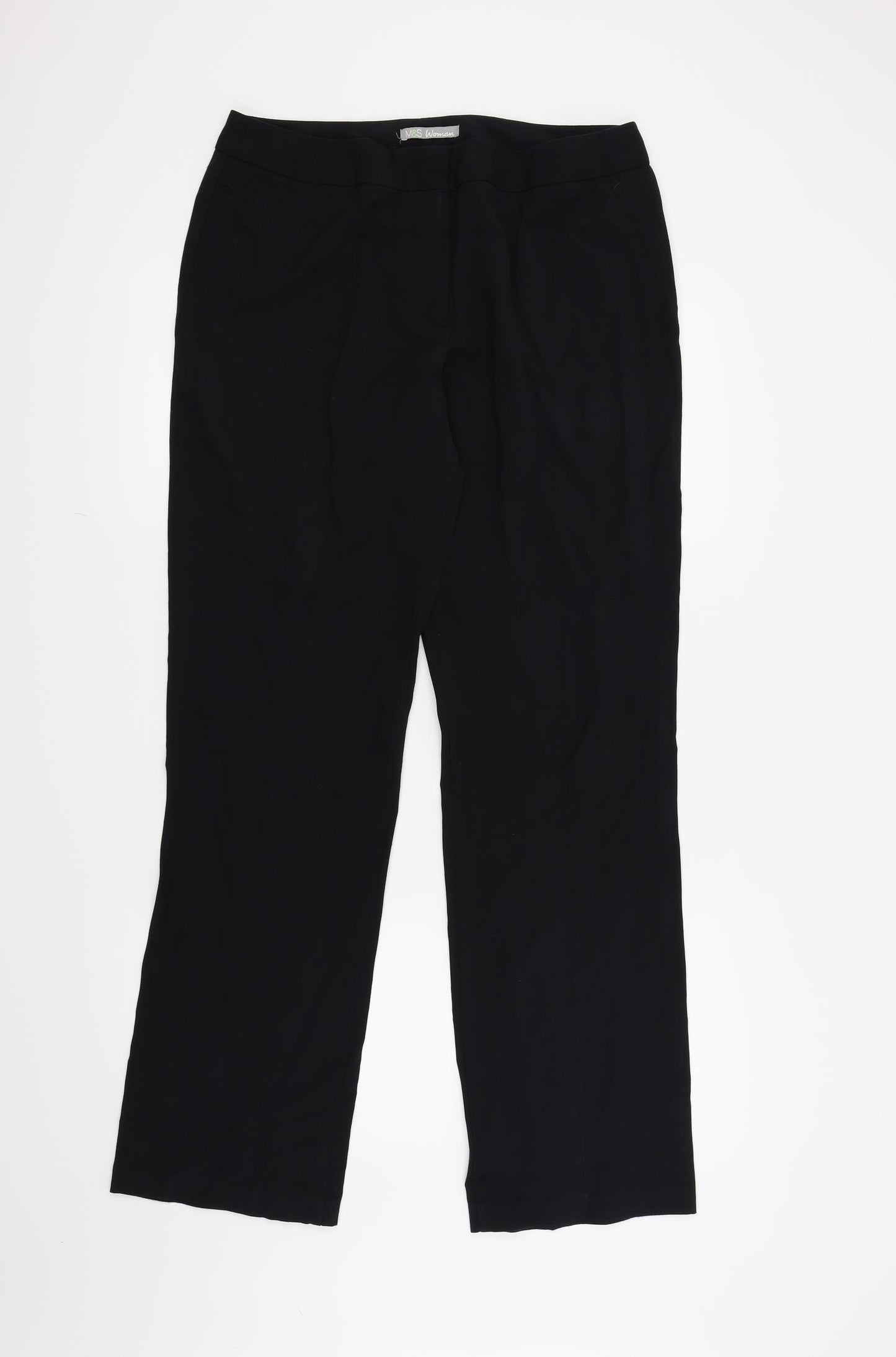 M&S  Womens Black   Trousers  Size 14 L32 in - LONG LEG
