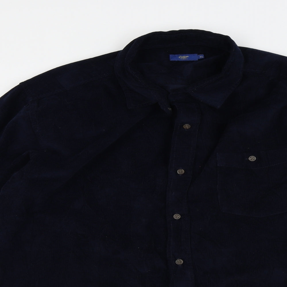 Cotton Traders Mens Blue  Corduroy  Button-Up Size XL