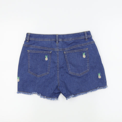 M&S  Girls Blue   Cut-Off Shorts Size 13-14 Years - Pineapples