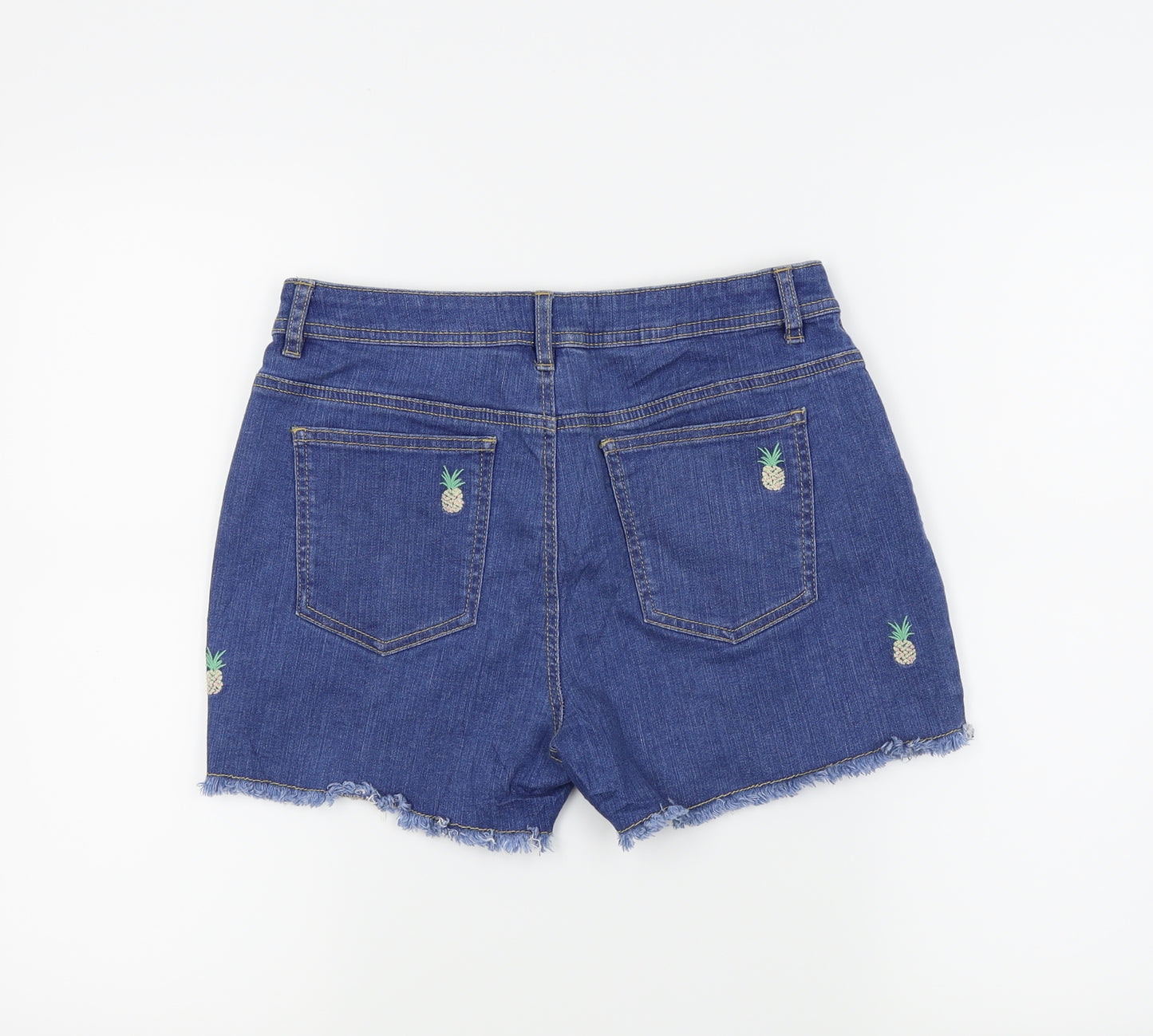 M&S  Girls Blue   Cut-Off Shorts Size 13-14 Years - Pineapples