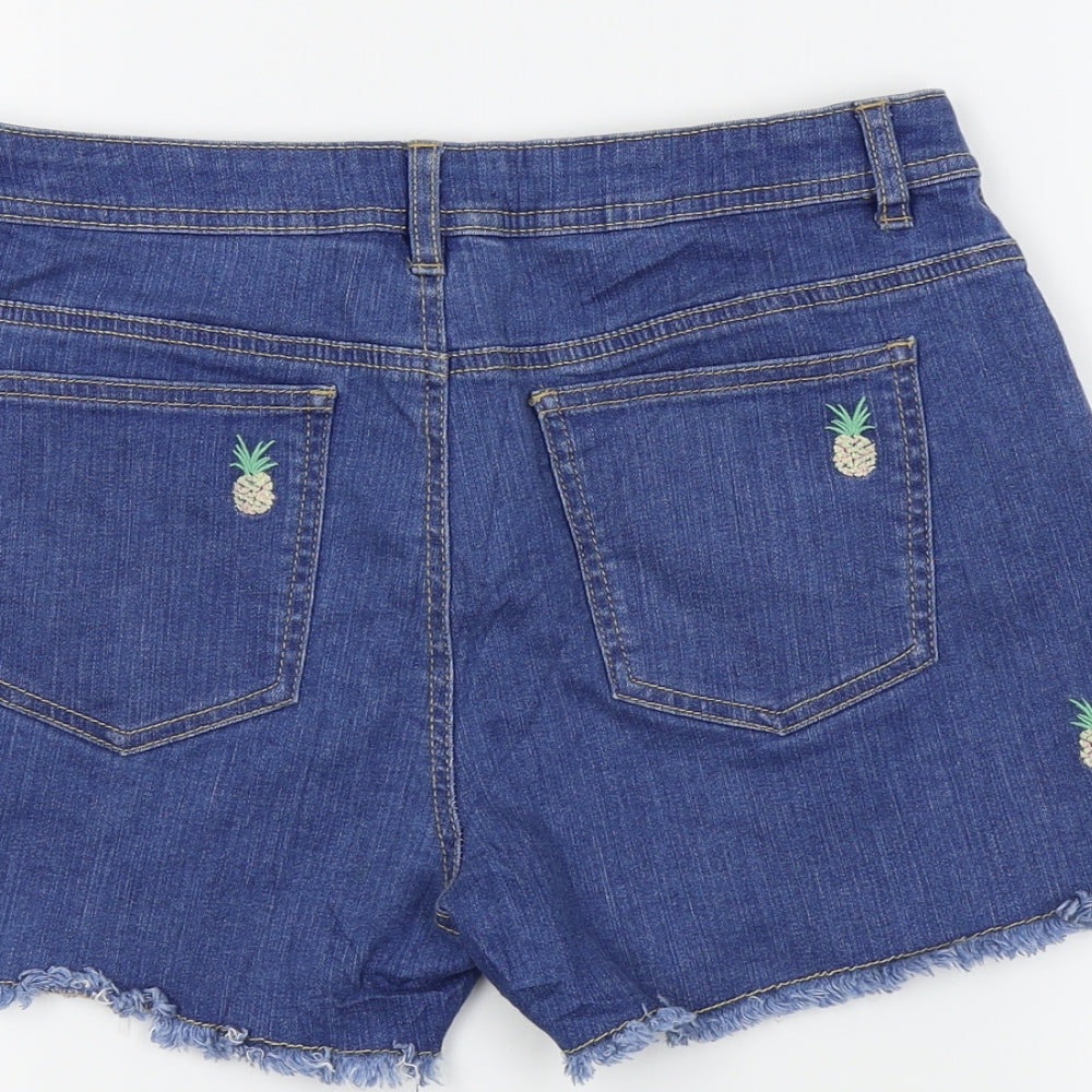 M&S  Girls Blue   Cut-Off Shorts Size 13-14 Years - Pineapples