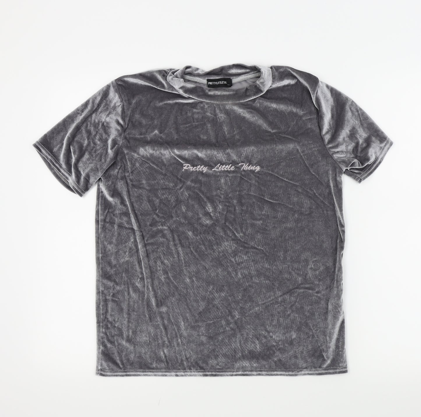 PRETTYLITTLETHING Womens Silver   Basic T-Shirt Size 10